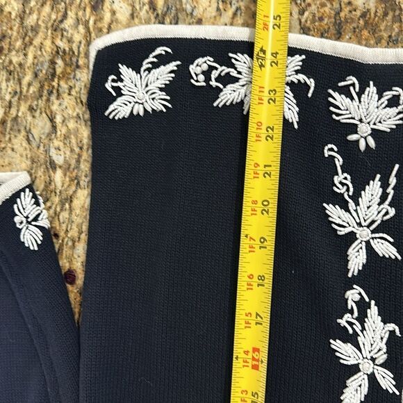 Victor Costa Occasion Vintage Cotton Blend Beaded Cardigan Sweater Size S - Picture 8 of 8